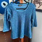 Women's TRIBAL Jewel Tone Blue Textured 3/4 Sleeve Pleated Stretch Top size L Size L Photo 1
