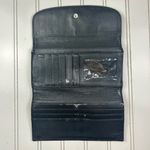 Coach Y2K Vintage Black Signature Jacquard & Leather Wallet Silver Logo Plaque Photo 3