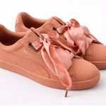 Puma  Suede Heart Satin Sneakers Pink Bow Lace Shoes Women’s 8.5 NWOT Photo 0