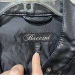 Baccini  Faux Black Leather Jacket Size Petite Medium Biker Zip Photo 5