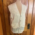 Vintage 90s Grandpa Linen Sweater Vest Button Front Neutral Knit Size XL Photo 5