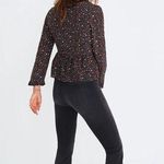 Madewell Black Silk Ruffle-Hem Wrap Top in Starry Night Women’s Size Large Photo 8