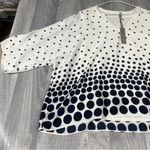 Last Tango White and Navy Blue Polka Dot Chiffon Blouse Top; Medium Women’s Photo 1
