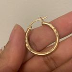 10k Yellow Gold Textured Diamond Cut Hoops Photo 4