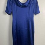 St. John  blue satin drape neck formal dress size 2 Photo 0