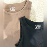 OQQ Seamless Ribbed Shapewear Tank Dresses, Black & Tan, Sz S Photo 1