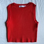 ZARA Red Knit Tank Top NWOT Small Photo 0