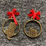 Snow White Princess Cute running princess fairy tale bow asymmetric Earrings new Red Photo 2