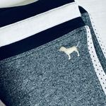 PINK - Victoria's Secret Victoria’s Secret PINK Gray/White Campus Bling Sequin Mesh Striped Yoga Leggings Photo 2