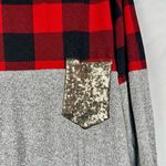 Acting Pro  Women’s Long Sleeve Plaid Sequin Pocket Shirt 1X Photo 1