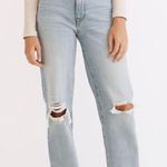 Madewell The Perfect Vintage Straight Jean in Danby Wash Knee Rip Edition Size 25 Photo 2