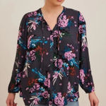 Torrid Pink Gray Relaxed Tie Front Blouse Crinkle Gauze Button Front Peasant 1X Photo 0