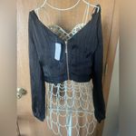 Windsor NWT Sheer Cropped Crossover V-Neck Long Sleeve Top Photo 1