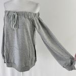 Lumière New Off The Shoulder Sweatshirt Bardot Sweat Top Heather Gray Photo 10