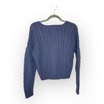 Aeropostale  Blue Cable Knit Cropped Sweater V Neck Chunky Cozy Cabincore Fall M Photo 0