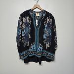 Farm Rio  Blossom Tapestry Black Bee‎ Smocked Oversized Blouse Top NWT XS Photo 3