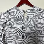 De La Vali Black White Trippy Bluemoon Top Blouse sz UK 10 US 6 Photo 4