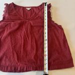 a.n.a  Women’s Burgundy Cropped‎ Sleeveless Ruffle Top 100% Cotton Large Photo 5