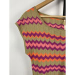 Free People Tan Orange Pink Chevron Stripe Knit Sweater Blouson Top Size S Photo 1