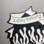 Burning Heart Flames Fun Funky Y2K Boho Scatter Pin Black Photo 2