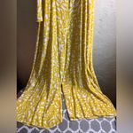 Maeve Anthropologie  Yellow White Patterned wide leg Jumper maxi 8 resort wear Photo 10