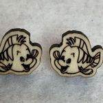 Disney Little Mermaid Flounder Wood Stud Earrings Photo 1