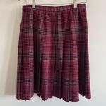 Vintage Red Plaid Pleated Knee High School Girl Skirt Size 10 Photo 1
