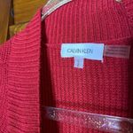 Calvin Klein Red Black Over Sized Stripe Sweater Photo 1