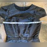 Carmen Marc Valvo Black Jacquard Bead & Sequined Embellished Cap Sleeve Dress Photo 8