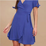 Lulus NEW Philosophy Royal Blue Short Sleeve Mini Wrap Dress Size XS Photo 2