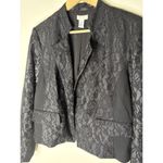 Chico's  Womens Size 2 US Large Blazer Black One Button Lace Accents Long Sleeve Photo 1