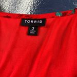 Torrid  Red Floral Flutter Sleeve Lace Up Neck Dress Size 3X Plus EUC Photo 5