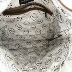 Myra Junoesque Brown Taupe Cream Mixed Media Stitched Crossbody Messenger Bag Photo 10