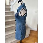 Coco & Shay Blue Denim Rhinestone Fringe Sleeveless Mini Western Shirt Dress Photo 3