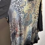 Jess & Jane Y2K Top Studded Shark Bite Hem Womens XL Animal Print USA Made Black Photo 2