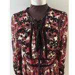 Topshop Corset Floral Maxi Dress Sz 8 Red Black Milkmaid Velvet Crochet Renfair Photo 1