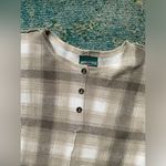 American Eagle Vintage Outfitters tan brown plaid thermal henley, size small Photo 4