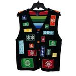 Westbound  Women’s Size XL Sequin Snowflake Black Sweater Vest Striped Christmas Photo 8