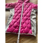 Gerry Puffer Jacket Hooded Down 650 Fill Girls Large 14 / 16 Pink Grey Full Zip Photo 7