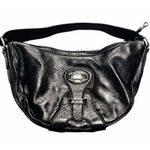 Michael Kors Saddle Bag Leather Glossy Black Shoulder Bag Hobo 13.5 x 8.5 x 3 in Photo 0