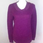 Loft Ann Taylor purple v-neck wool blend winter knit sweater Photo 0