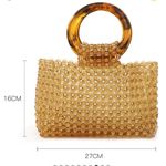 Amber Transparent Beaded Acrylic HandBag Wedding, Casual like Cult Gaia Custom Brown Photo 5