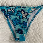 Women small Turquoise embroidered floral bikini halter top and side tie bottom Blue Photo 2