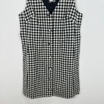 Madewell  Black White Gingham V-Neck Mini Vest Dress Button Front Size 6 NWT Chic Photo 4