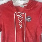 Ivory Ella  Women's Short Sleeve Terry Cloth Hooded Lounge Top Size Large Photo 1