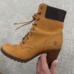 Timberland  Women's Anime Heeled Boots Size Lace Up Wheat Nubuck 3" Heel Photo 8
