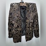 ZARA  BLACK BLAZER VELVET EMBROIDERED GOLD SEQUINS COAT JACKET TRINNY - Large Photo 11