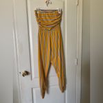 Full Circle Trends Chic Yellow Striped Jumpsuit Photo 1