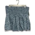 BP Mini Skirt Easy Pull On Smocked Waistband Pleated Design Floral Blue XL NWT Photo 0