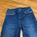 White House | Black Market Denim Skinny Ankle Jeans Womens 4 Dark Wash Brown Trim Photo 1